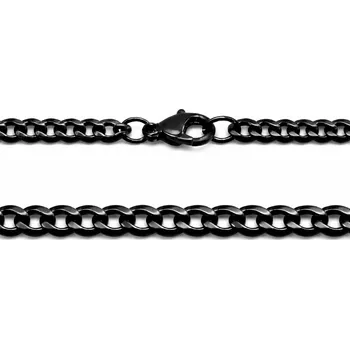 Řetízek Černý ocelový řetízek Cuban 8 mm – náhrdelník, unisex - 55 cm