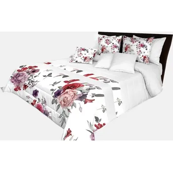 Přehoz na lůžko Romantický přehoz v bílé barvě s krásnými růžovými a fialovými květy Šířka: 170 cm | Délka: 210 cm
