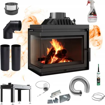 Krbová vložka Krbová vložka teplovzdušná Kratki 8 kW levá s bočním sklem