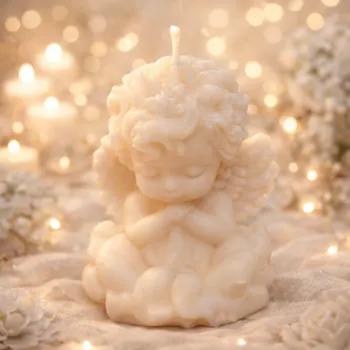 Svíčka Evička Candles Andělíček modlící se svíčka 90 g – ručně vyráběná Barva: Bílá