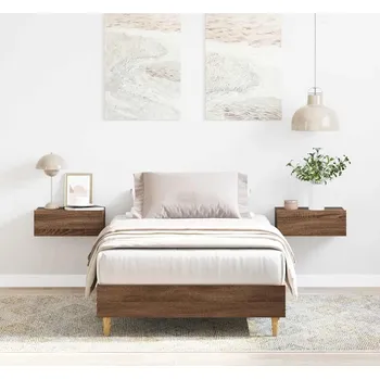 Ložnice vidaXL Rám postele bez matrace Hnědý dub 100x200 cm Dřevěné konstrukce