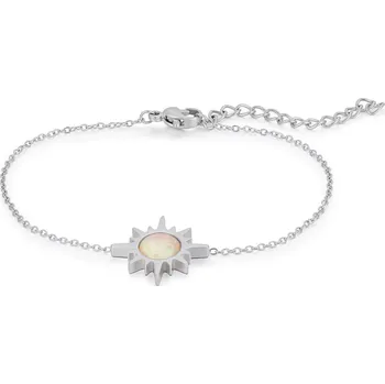Náramek Jemný ocelový náramek s bílým syntetickým opálem Troli