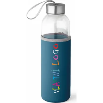 Láhev ON-DESIGN Sportovní láhev ze skla a nerezové oceli RAISE s potiskem Barva: modrá