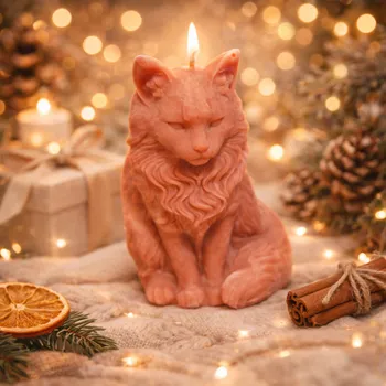 Svíčka Svíčka kočička – ručně vyráběná Barva: Hnědá