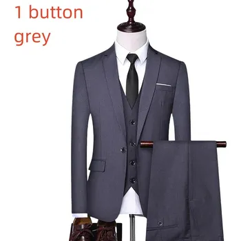 Best Fashion Pánský formální oblek s vestou Velikost: S, Barva (Varianta): 1 button gray