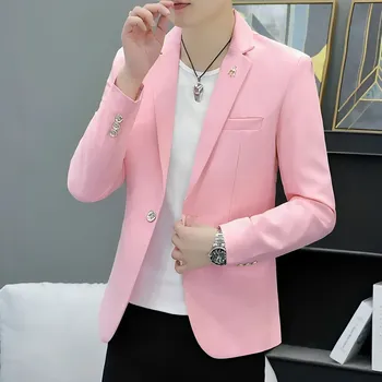 Pánské sako Best Fashion Pánské společenské sako se štíhlým střihem Velikost: M, Barva (Varianta): Růžová