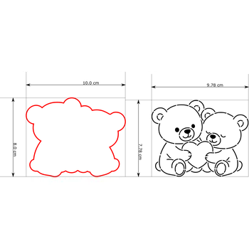 Vykrajovátko Naše Vykrajovátko Zamilovaní medvídci 1 - sada vykrajovátko + šablona Velikost: 10 cm Vykrajovátko