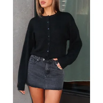 Dámský svetr Best Fashion Dámský elegantní zapínací kardigan se štíhlým střihem Velikost: M, Barva (Varianta): Černá