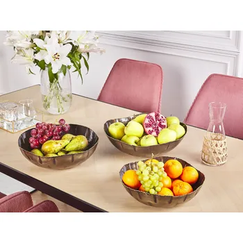 Sada 2 dekorativních mís mosazné kovové designové kulaté ozdobné doplňky Beliani