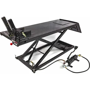 Hever Robustní motocyklový zvedák 500 s hydraulicko-pneumatickým ovládáním, zvednutí až 750 kg, hmotnost 200 kg, černý (HBM Machines)