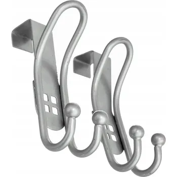 Věšák VĚŠÁK NA DVEŘE OCELOVÝ DVOJITÝ HÁČEK NA DVEŘE DO KOUPELNY SADA 2 KS