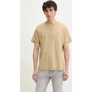 Pánské oblečení Bavlněné tričko Tommy Jeans DM0DM20805 béžová 80X, vel. M