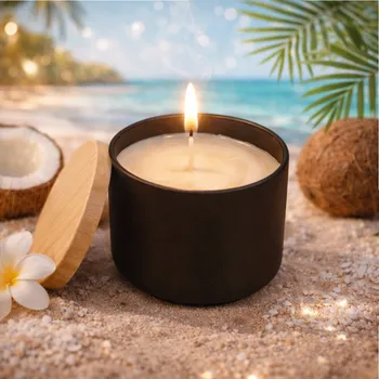 Svíčka Evička Candles Kokosová sojová svíčka v plechovce 85 g - ručně vyráběná Barva: Béžová