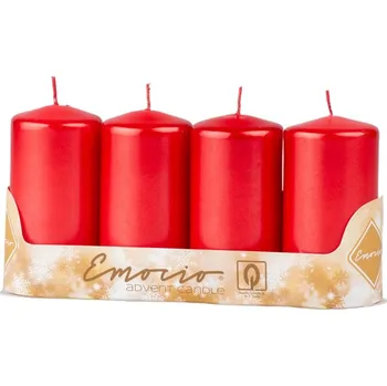 Emocio Válec 4ks 50x100mm Metal červené, svíčky 4x145 gram 590 gram
