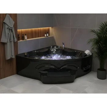 Vana Rohová vířivka černá ABS 211 x 150 cm trojúhelníková hydromasážní trysky LED osvětlení moderní koupelna Beliani