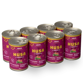 Krmivo pro psa Výhodné balení 8 ks - Husa s nádivkou 400g