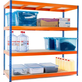 Dílenský regál Lakovaný modro-oranžový regál Mamutex Heavy 1800x1800x800 mm - 4 police, nosnost 2000 kg