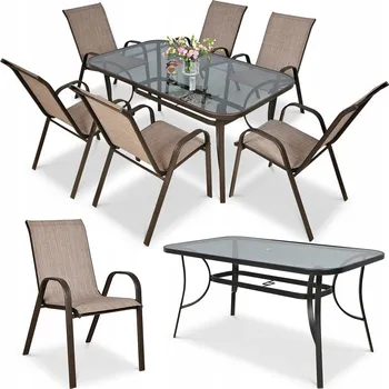 Zahradní sestava Sada zahradního nábytku kovová Focus Garden hnědá 7 ks