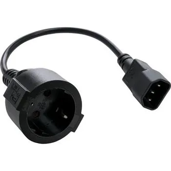 Napájecí kabel Kabel C-TECH síťový adaptér C14 (M) -> schuko (F), 15 cm CB-PWRC14MF