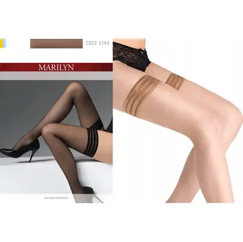 Dámské punčochy Dámské samodržící punčochy s ozdobnými pásky MARILYN COCO VENA béžové 3/4
