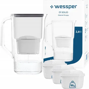 Filtrace vody Filtrační konvice Wessper D1 SOLID 2,8 l černá + 4x filtr