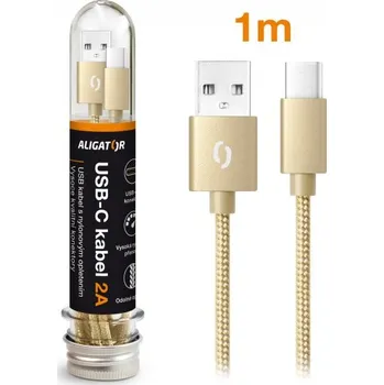 Datový kabel Datový kabel ALIGATOR TUBA 2A, USB-C, zlatá