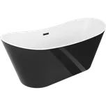 Mexen Montana, volně stojící vana 180 x 90 cm, bílá-černá, černý matný přepad, 52011809075-70