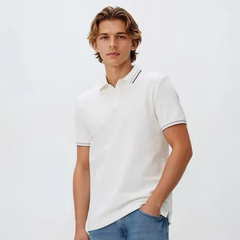 Pánská móda Reserved - MEN`S POLO - krémová - 024HM-01X - 024HM-01X-M