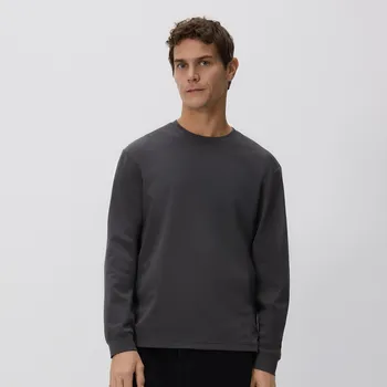 Pánské tričko Reserved - Tričko s dlouhými rukávy s vysokým podílem bavlny - tmavě šedá - 949HL-90X - 949HL-90X-XL