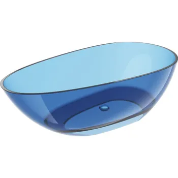 Vana Mexen Glass džínsová volně stojící vana průhledná 170 x 85 cm, chromový uzávěr - 58061708507 Volně stojící vany