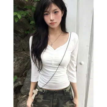 Dámské tričko Best Fashion Dámské zapínací tričko s polorukávem v přiléhavém střihu Velikost: L, Barva (Varianta): Bílá