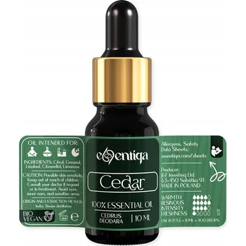 Vůně do bytu Přírodní Cedrový Olej Premium - Čistý Certifikovaný Esenciální Olej Essentiqa