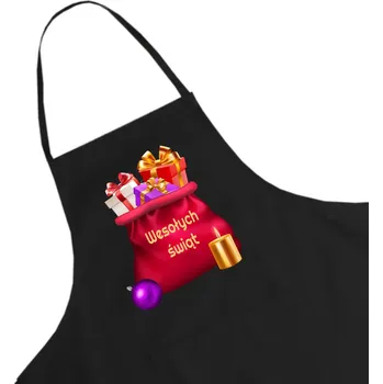 Kuchyňská zástěra Černá kuchyňská zástěra s vánočním motivem – tip na dárek k Mikuláši W6