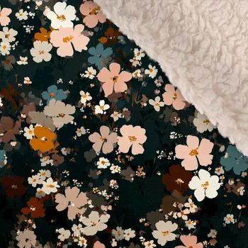 Softshell zimní s bílým beránkem premium mini black květy Seina