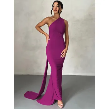 Dámské šaty Best Fashion Dámské elegantní dlouhé společenské šaty Velikost: XS, Barva (Varianta): Fialová