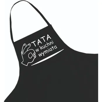 Kuchyňská zástěra Černá kuchyňská zástěra jako Dárek + jméno, vzor 24