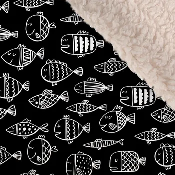 Softshell zimní s bílým beránkem premium malé černé rybky