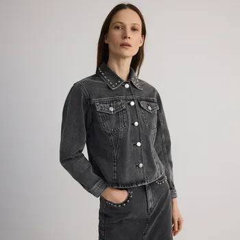 Dámský kabát Reserved - Riflová bunda s džíty - šedá - 826EV-85J - 826EV-85J-M