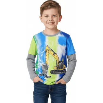 DĚTSKÉ TRIČKO S BAGREM A DLOUHÝM RUKÁVEM ZIMA26 Barva: Šedá, Velikost: 110