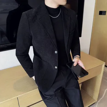 Pánské sako Best Fashion Pánské manšestrové společenské sako Velikost: L, Barva (Varianta): Černá