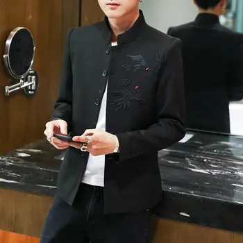 Best Fashion Pánské společenské sako se stojáčkem a štíhlým střihem Velikost: L, Barva (Varianta): Černá