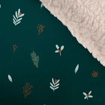 Softshell zimní s bílým beránkem premium smaragdové větvičky