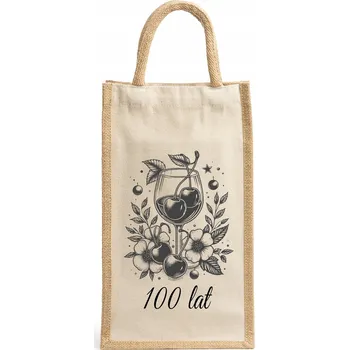 Nákupní taška Bavlněná taška na dvě lahve s potiskem Narozeniny – ideální dárek W7