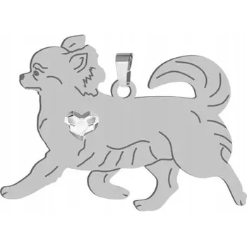 Přívěsek Stříbrný přívěsek Čivava Dlouhosrstá GRAVÍROVÁNÍ DÁREK