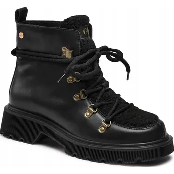 Dámská zimní obuv TRAPERY KOTNÍKOVÉ BOTY ZATEPLENÉ KOŽENÉ GOE MM2N4082 ČERNÉ 37
