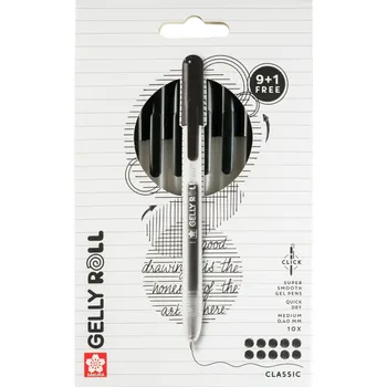 Sada 9+1 zdarma Gelových per Sakura Gelly Roll Classic click! - černá