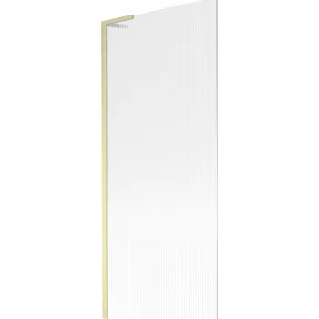 Mexen Next L, 1-křídlová vanová zástěna 80 x 150 cm, 6mm sklo s žebrovým vzorem, zlatý matný profil, 895-080-000-03-09-55