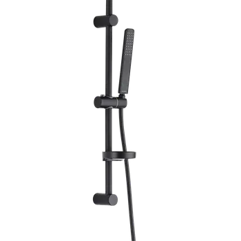 Tyč na sprchový závěs Kuchinox ARES, sprchový sloup s ruční sprchovou soupravou 70cm, černá matná, LAV-NKS_71A1