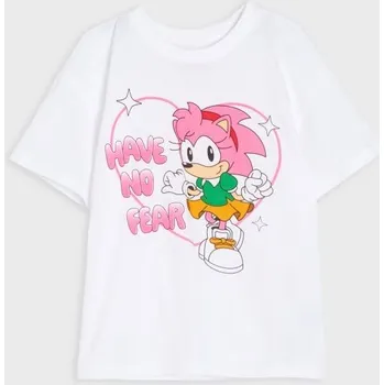 Sinsay - Bavlněná košilka s potiskem Sonic the Hedgehog - bílá - 084IL-00X - 084IL-00X-140