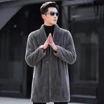 Best Fashion Pánský luxusní kožich z norkové kožešiny ve stylovém střihu Velikost: 4XL, Barva (Varianta): Haze Gray